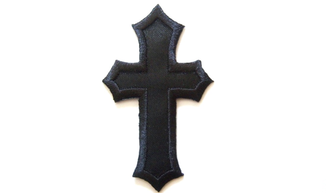 Black Medium Satin Cross Applique