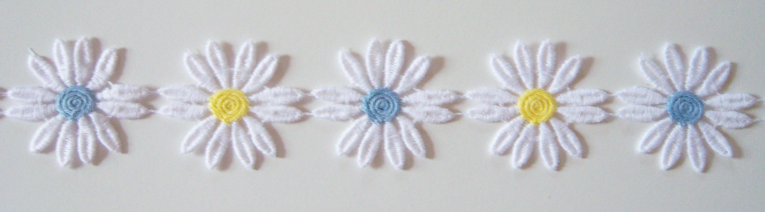White/Yellow/Blue Daisy Venise Lace Trim