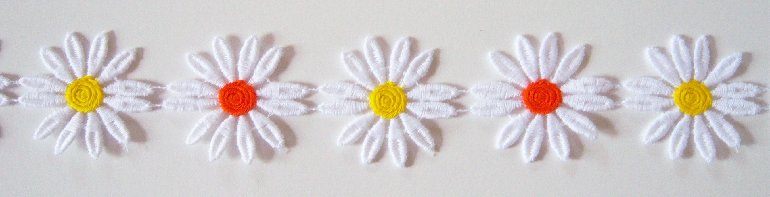 White/Yellow/Orange Daisy Venise Lace Trim