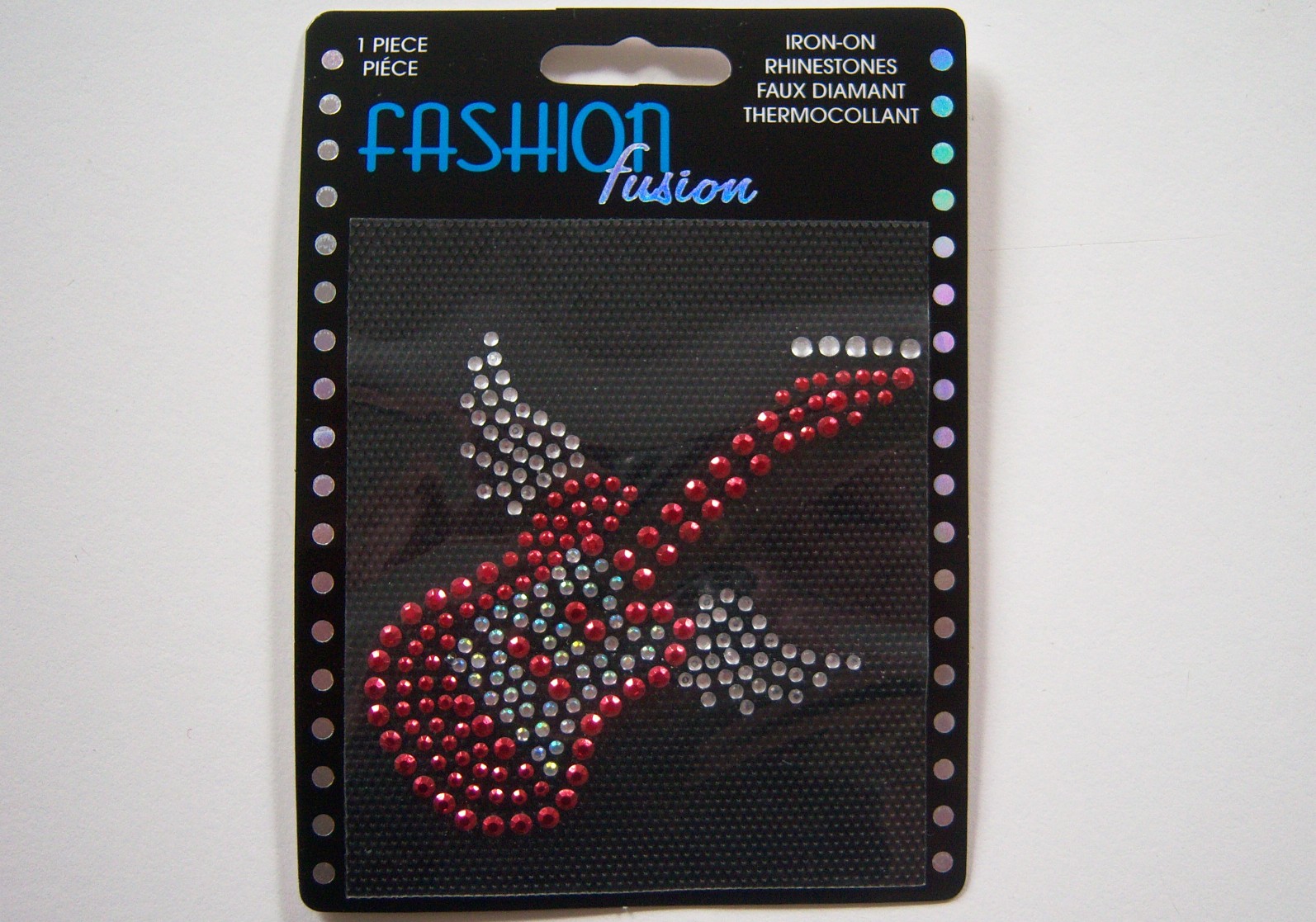 Rhinestone Red Guitar Iron On