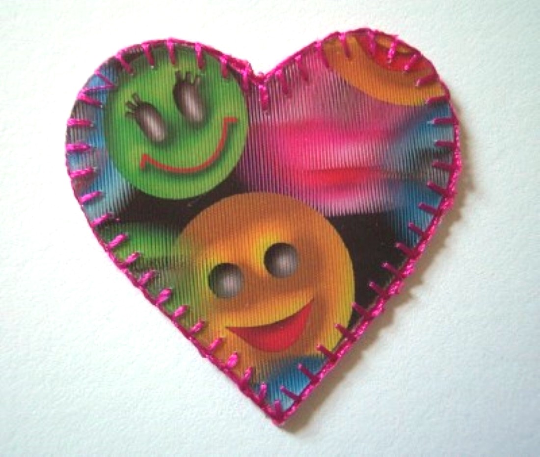 Happy Faces Vinyl Heart Iron On