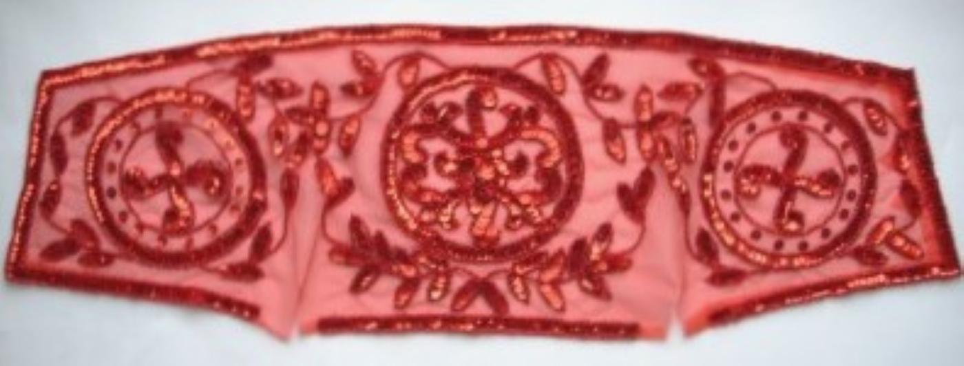 Red Sequin/Bead Tulle 20" Bodice