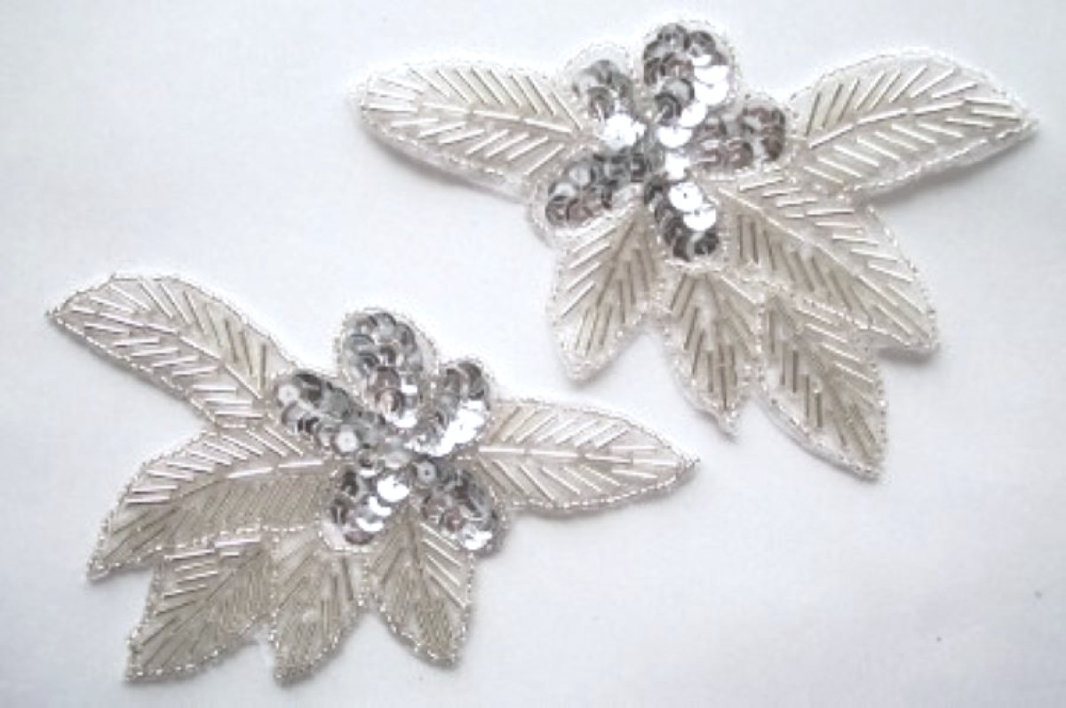 Silver Sequin/Ivory Bead 5 1/4" Pair