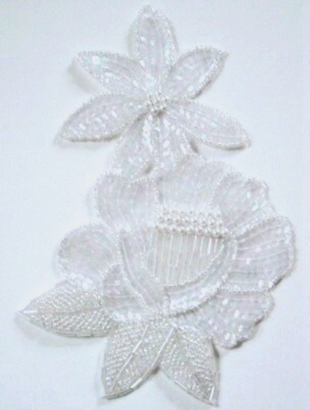 White Pearl Bead 7 1/4" Flower