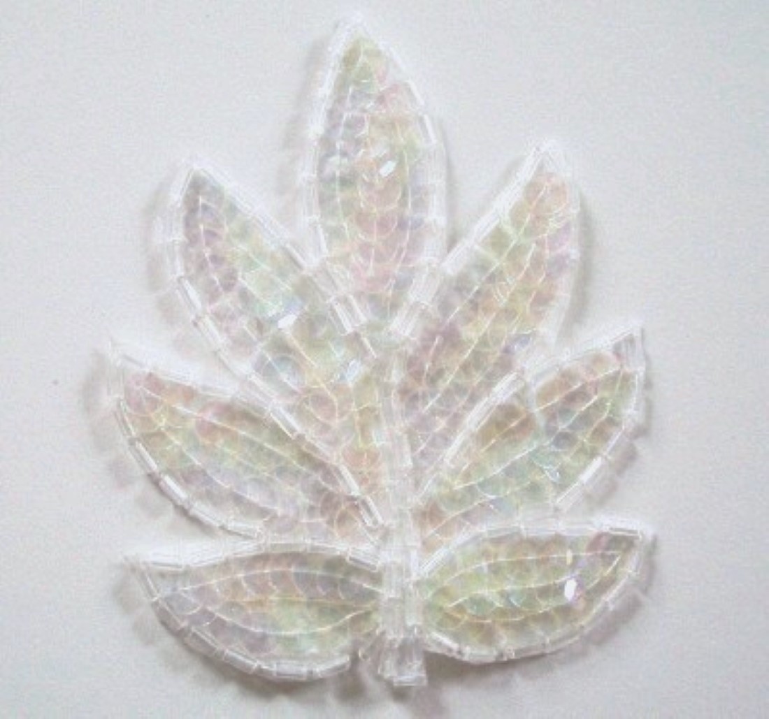 Champagne Iridescent Sequin Leaf Applique