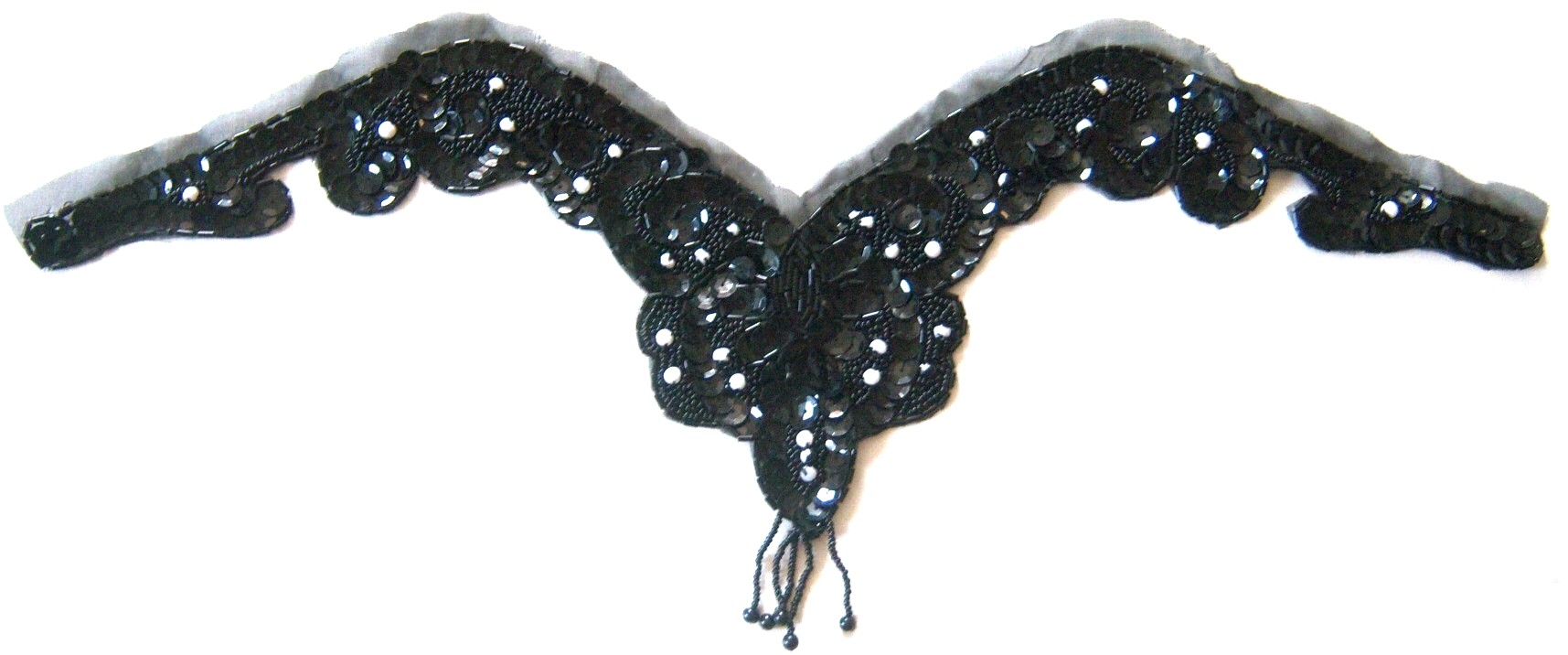 Black Sequin/Irregular Beads Applique