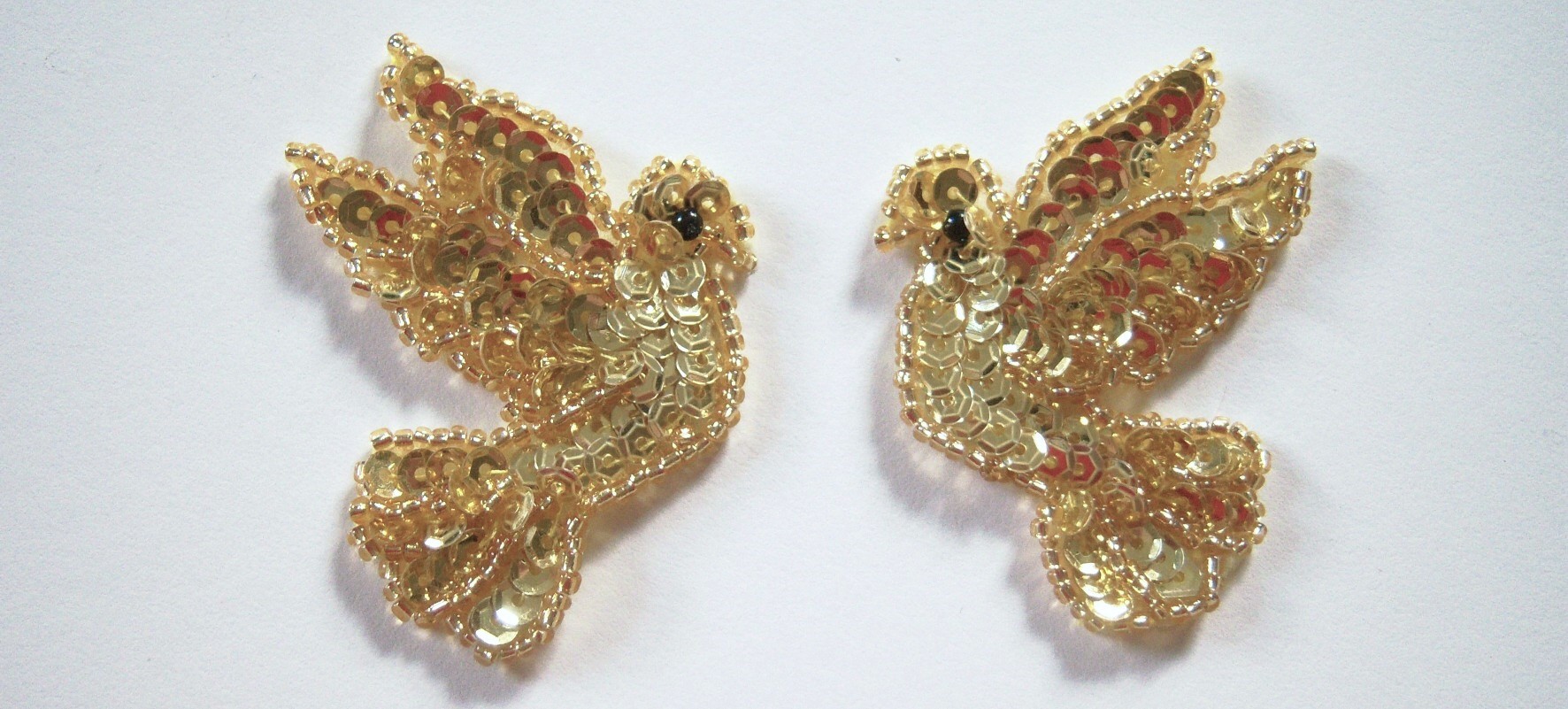 Gold 2" Sew On Dove Pair