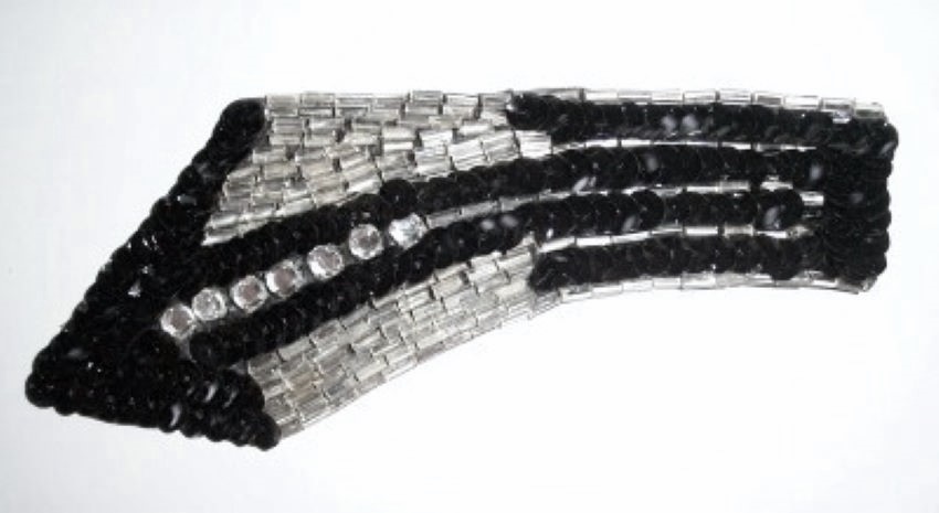 Black Sequin/Bead Rhinestone Applique