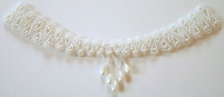 Off White Pearl Bead Dangle Choker/Yoke