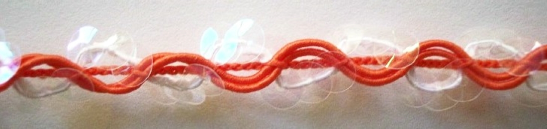 Orange/Clear Sequin 3/8" Trim