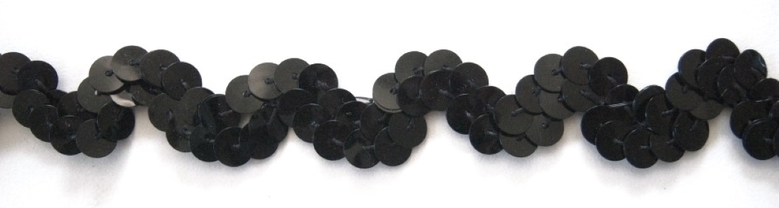 Black Iridescent 5/8" Wavy Sequin Trim