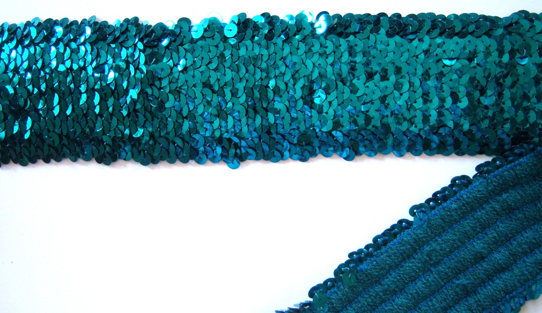 Teal 2 1/4" Stretch Sequin Trim