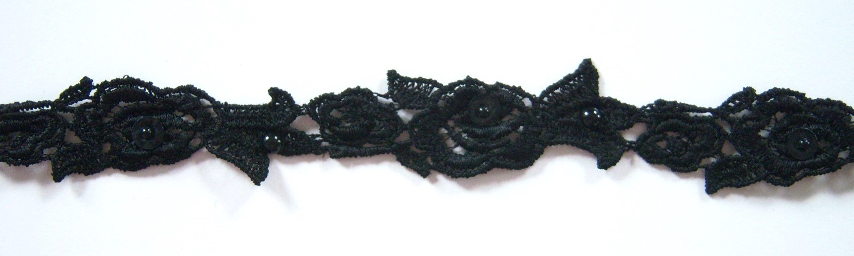 Black Sequin/Bead 11/16" Venise Lace