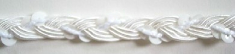 White Rayon/Sequin 7/16" Trim