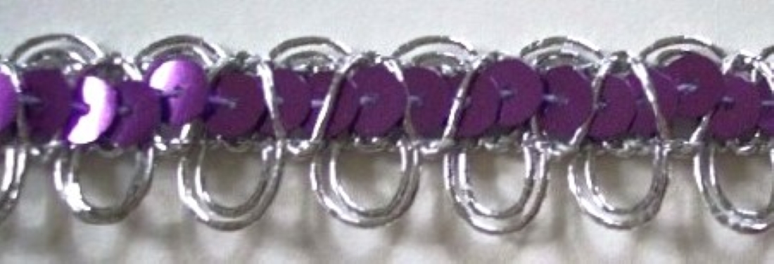 Silver Metallic/Grape Sequin Trim