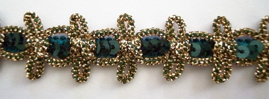 Sparkle Gold/Forest Sequin 1" Trim