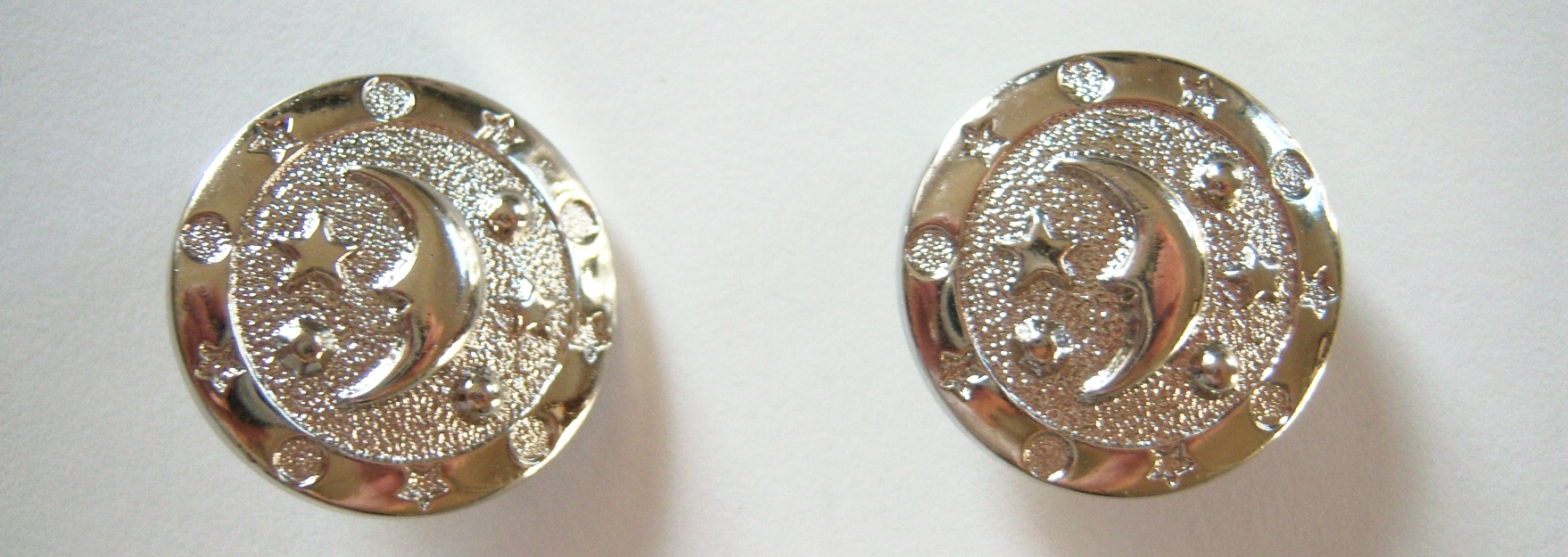 Silver Moon/Stars 1" Shank Poly Button