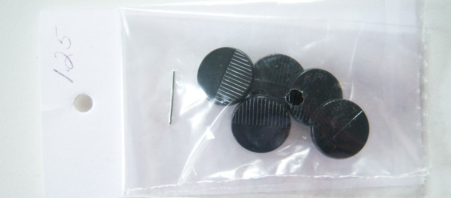 Black 1/2" Five Half Ridged Buttons