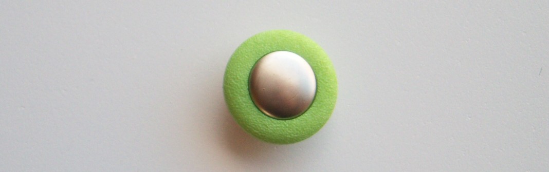 Lime/Brushed Silver Center 3/4" Poly Shank Button