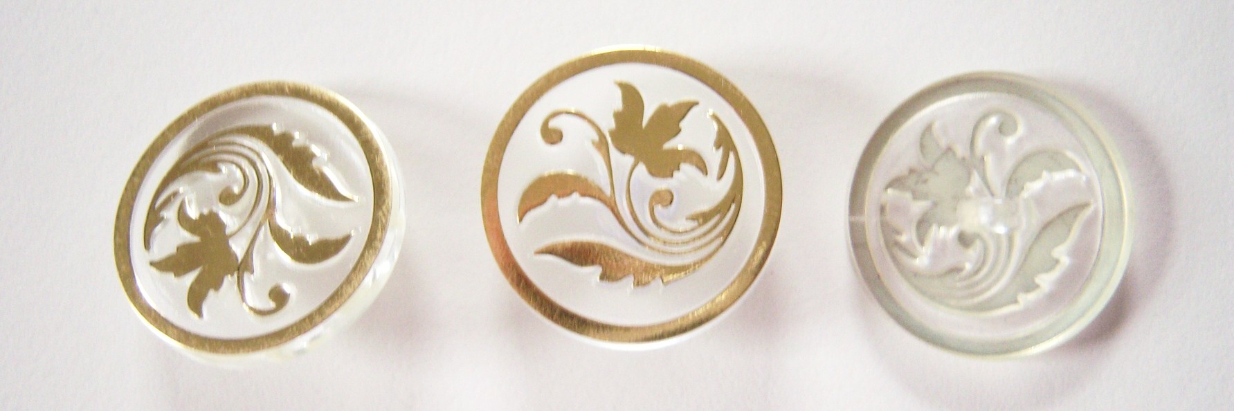 Clear/Gold Flower 13/16" Shank Button