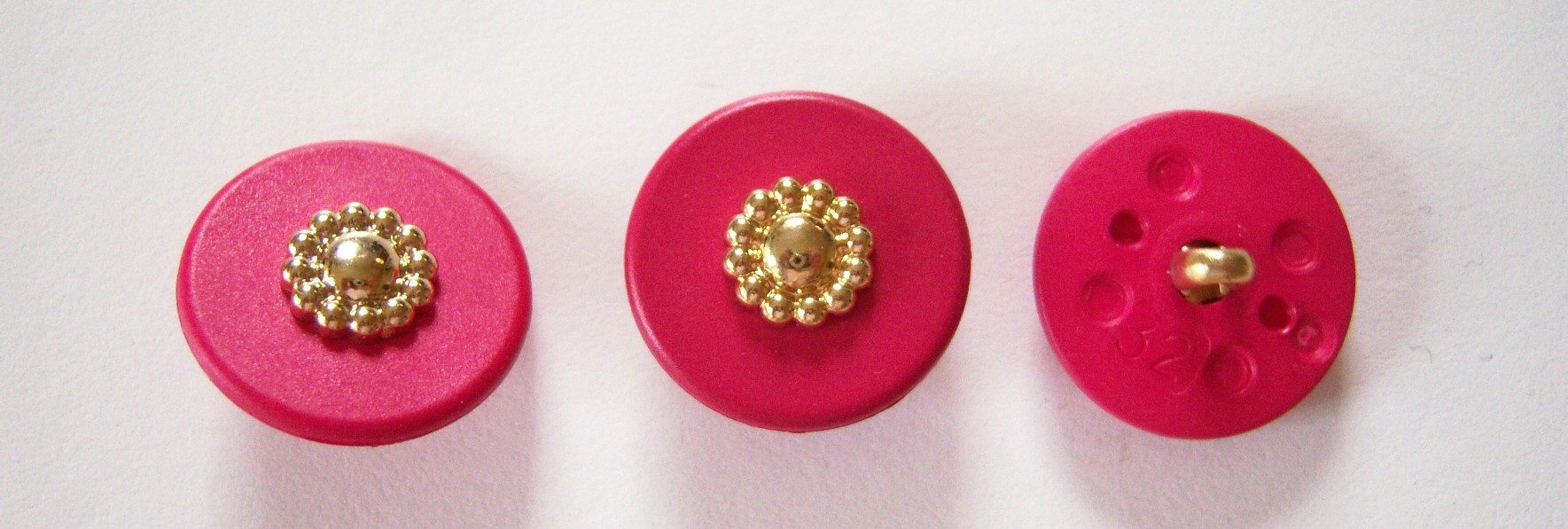 Shocking Pink/Gold 13/16" Shank Button