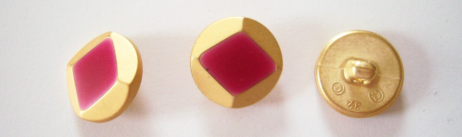 Matte Gold/Rasberry 13/16" Shank Button
