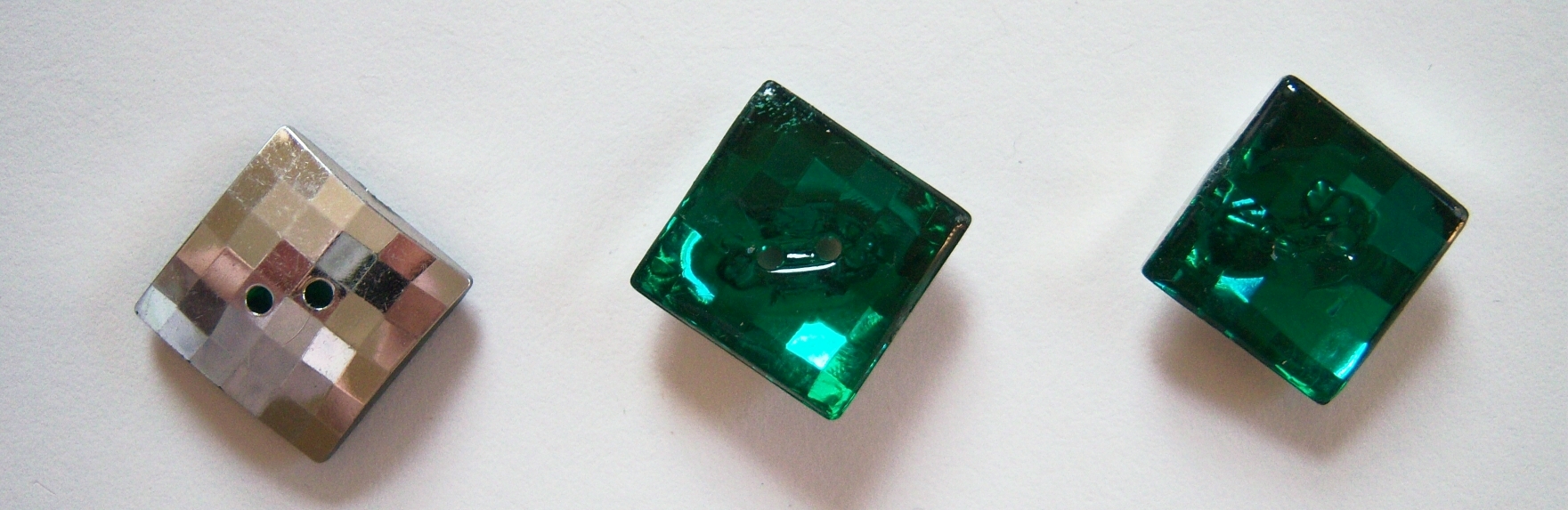 Green Crystal/Silver Back 1" 2 Hole Button