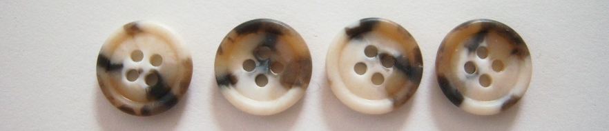 Ivory/Brown/Black 5/8" Button