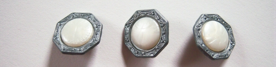 Grey/Ivory Pearl 5/8" Shank Button