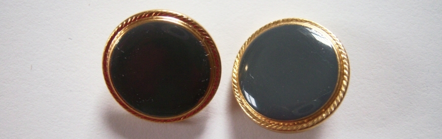 Grey/Gold Metal 13/16" Shank Button