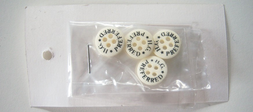 Ivory/Black HG Preferred 1/2" Poly 4 Hole Button