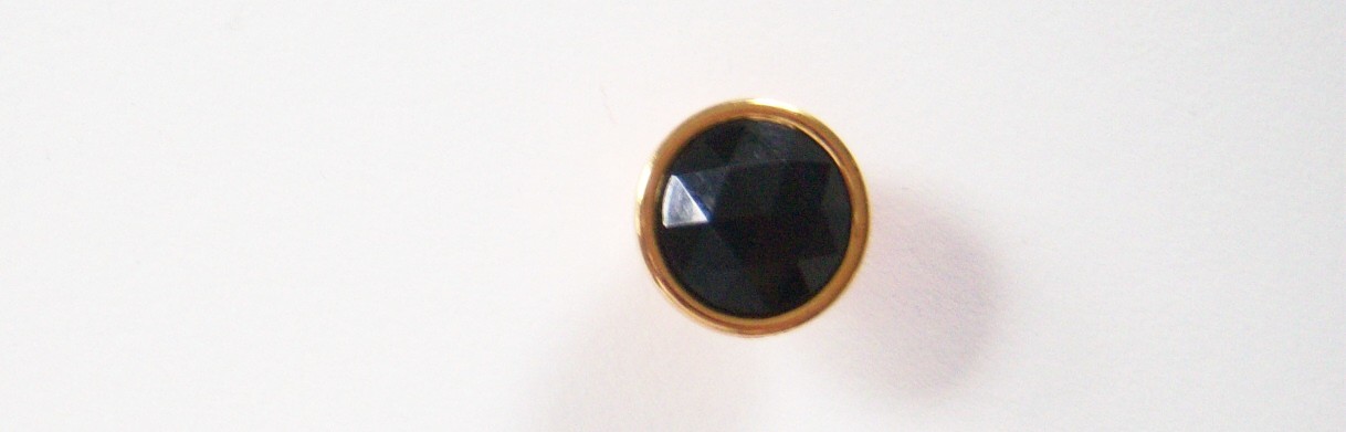 Black Facets/Gold Rim 5/8" Metal Button