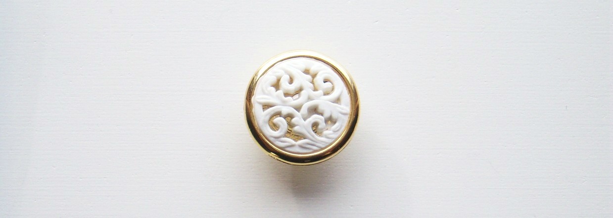 Matte White/Gold 7/8" Poly Shank Button