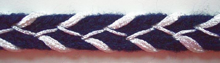 Navy Chenille/White 3/4" Braid
