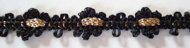 Black Knit/Gold Center 1/2" Metallic