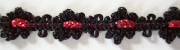 Black/Red Sparkle 1/2" Metallic