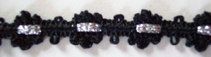 Black Knit/Sparkle Silver 1/2" Metallic