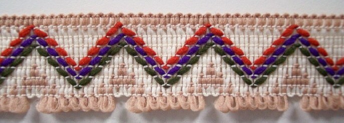 Tan/Primary 1" Fringe Tape