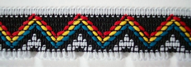Black/Primary 1" Fringe Tape
