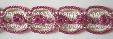 Rose/Ivory/Gold 3/4" Rosebraid