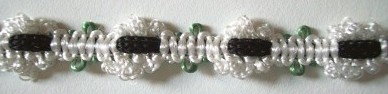 White/Black/Green 1/2" Braid