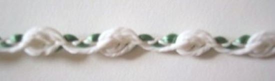 White/Green 1/4" Rosebraid