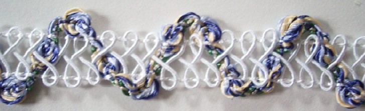 White/Royal 1" Rosebraid
