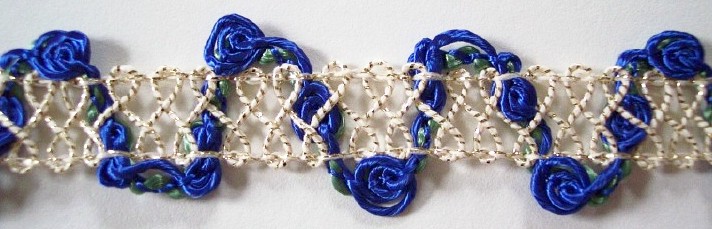 White/Gold/Royal 1" Rosebraid
