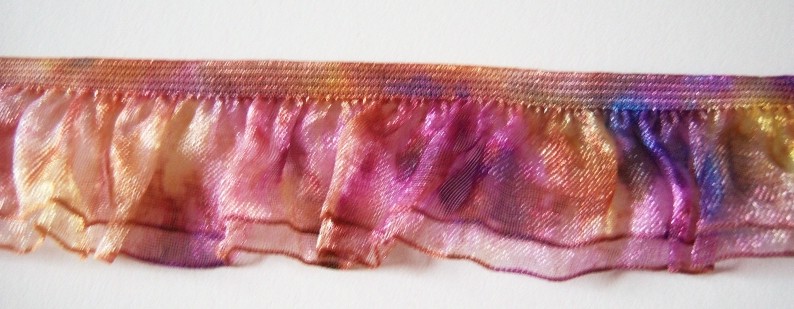 Rose Organza 1 Inch Ruffled Elastic