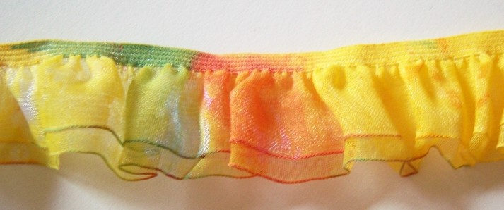 Yellow Organza 1 Inch Ruffled Elastic