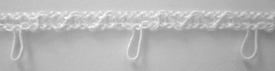 White 3/8 Inch Button Loop Elastic