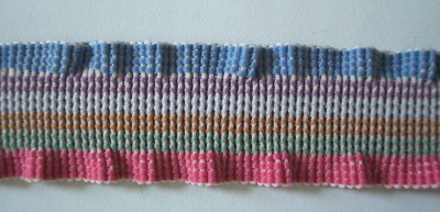 Dusk/Coral 1 Inch Firm Ruffled Elastic