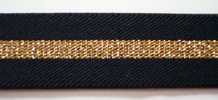 Black/Gold 1 Inch Elastic