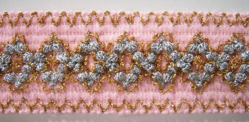Pink/Gold/Silver Metallic 2 Inch Elastic